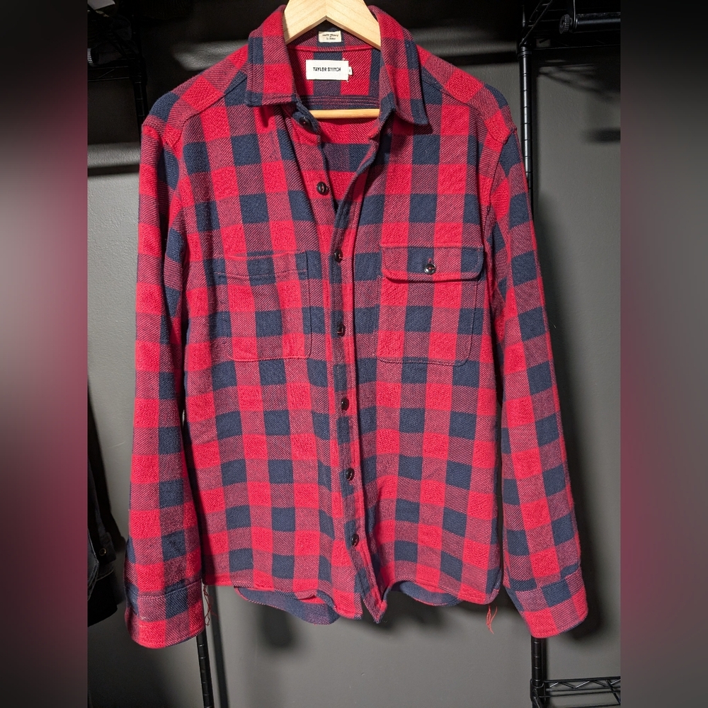 Bold Stitch Red and Black Plaid Shirt
